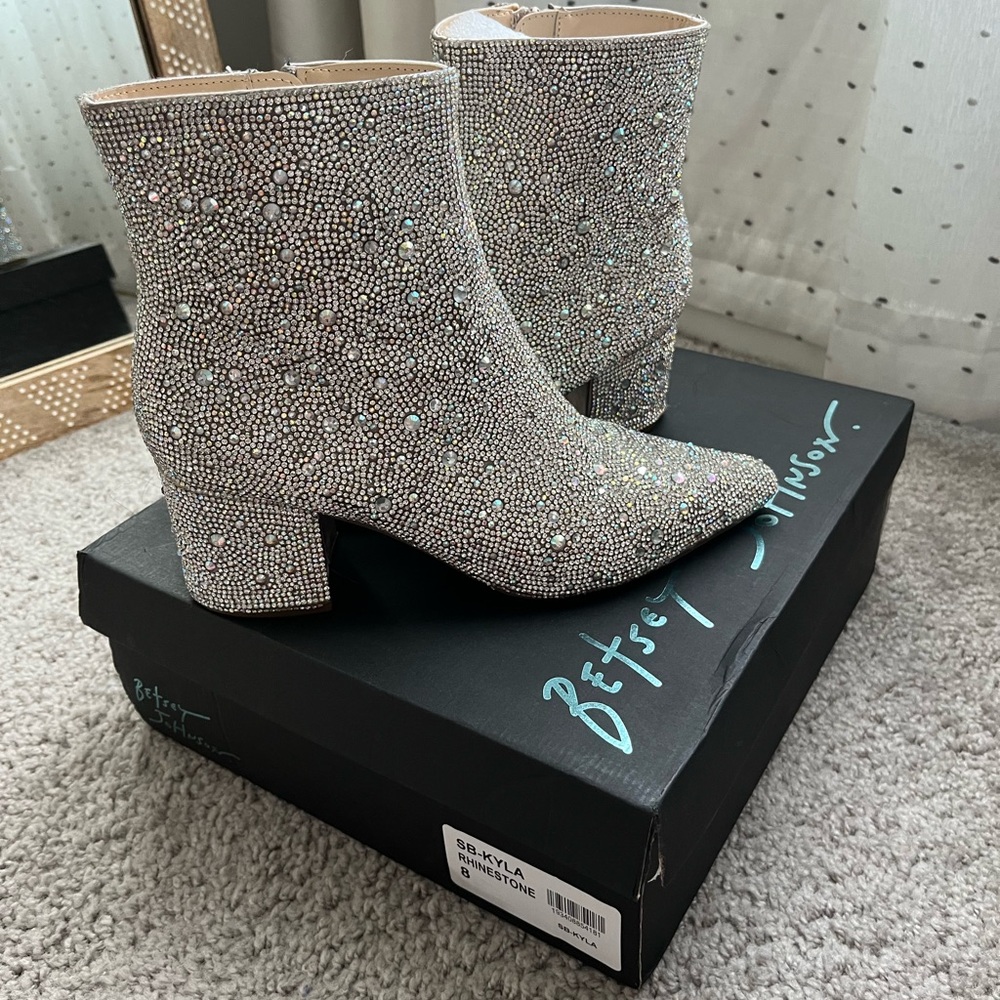 Betsey Johnson Silver Ankle Boots